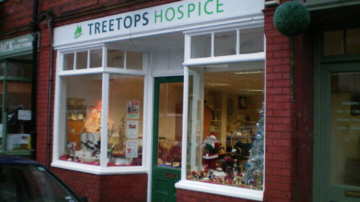 Charity shop front in Draycott