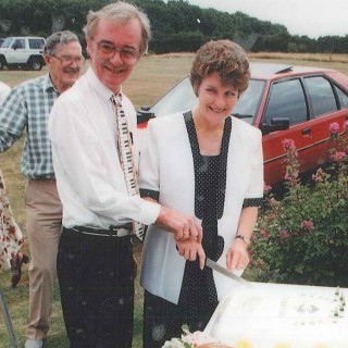 Nev and Cally Cheetham celebrating 5 years of Day Care in 1996
