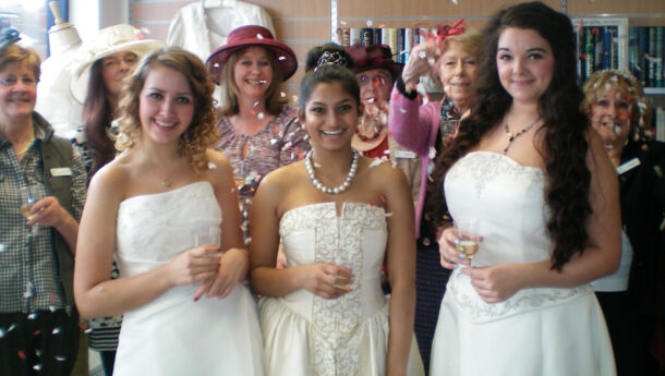 Group of brides smiling