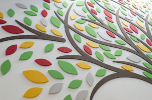 Close up of tree design on a wall