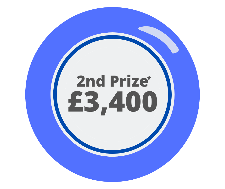 blue ball with £3400 winning text