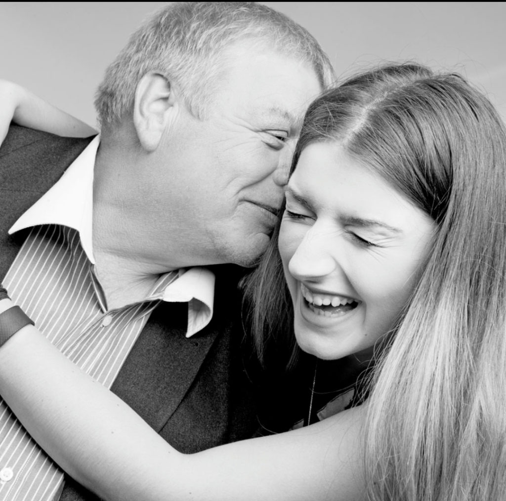 Anja and her dad laughing