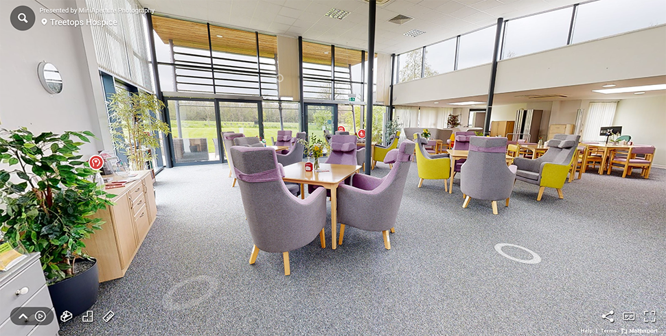 Wellbeing Space 970 360 tour screenshot of Wellbeing Space at Treetops Hospice