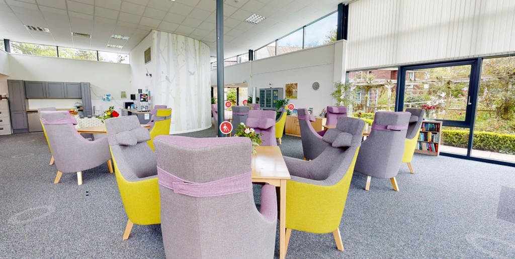 chairs and tables in the wellbeing space