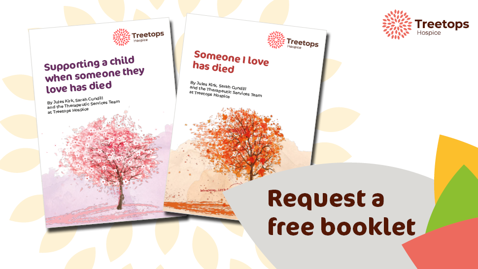 Two booklets with tree images on their covers, with the words request a free booklet